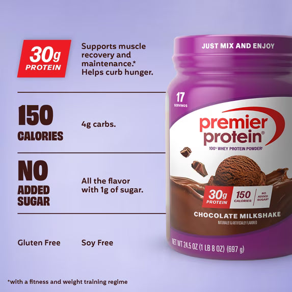 Premier Protein 100% Whey Protein Powder, Chocolate Milkshake, 30g Protein, 24.5 oz, 1.5 lb by Josla Marketplace