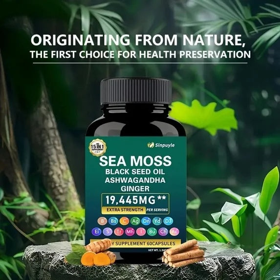 15-in-1 Sea Moss & 8-in-1 Shilajit Ashwagandha Supplement Bundle Energy Mood Support 60 Capsules Each by Josla