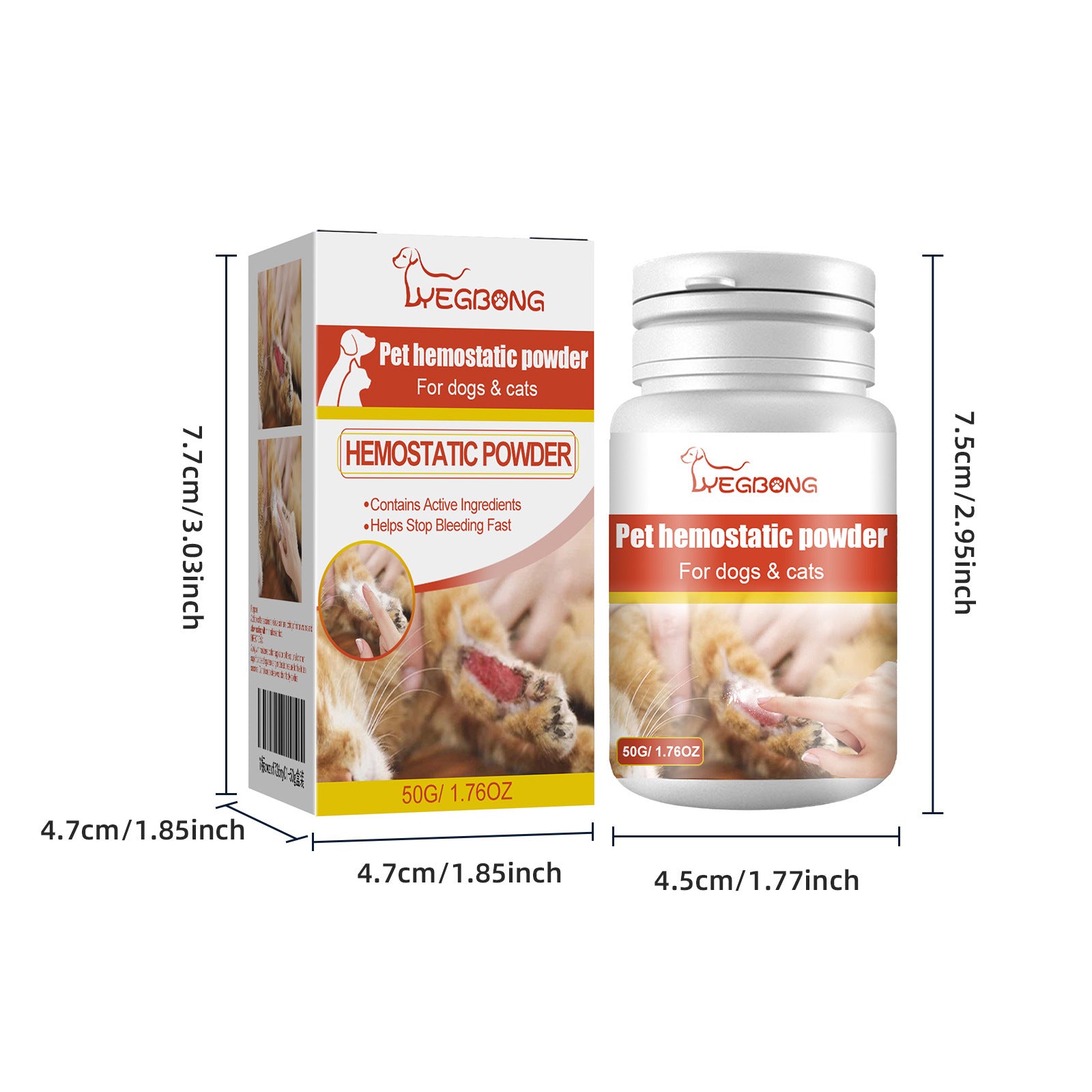 Pet Hemostatic Powder, Fast Bleeding Stop Wound Care Powder For Dogs Cats, Gentle Pet Nail Cut Skin Injury Healing Powder 50g by Josla
