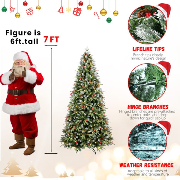 Artificial 7ft Green LED-lit Christmas Tree With 2178PE PVC Mixed Branch Tips by Josla