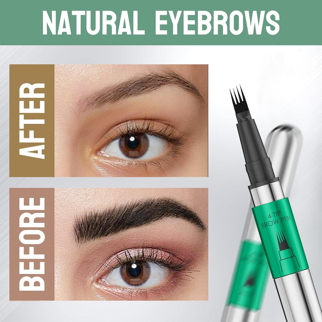 Microblading Eyebrow Pen,Waterproof Eye Brow Pen With 4-Fork-Tip Liquid Brow Pen For Natural Looking Defined Eyebrows,01,02,03 by Josla