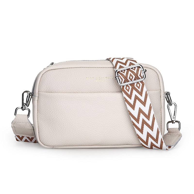 Fashion Simple Shoulder Messenger Bag Top Layer Cowhide Small Square Bag by Josla