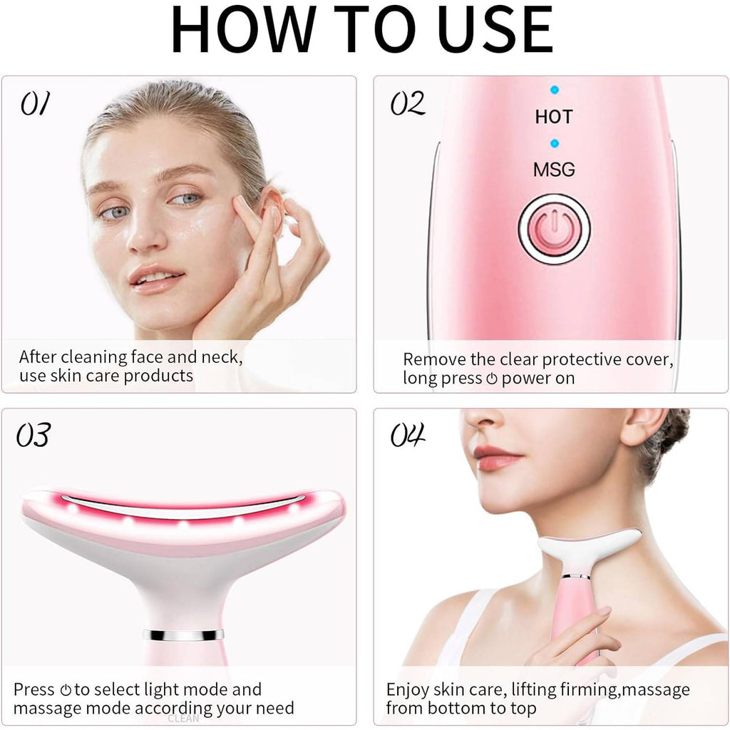 Skin Care Neck Face Massage Tool With Thermals, 3-in-1 Facial Massager by Josla