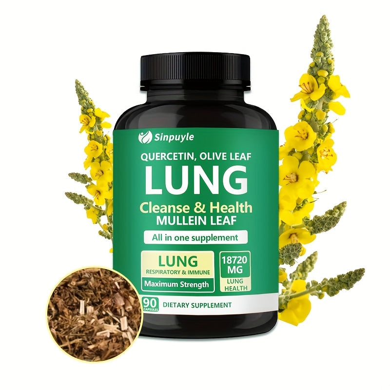 Lung Cleanse Respiratory Support Supplement Mullein Leaf Quercetin 90 Capsules by Josla