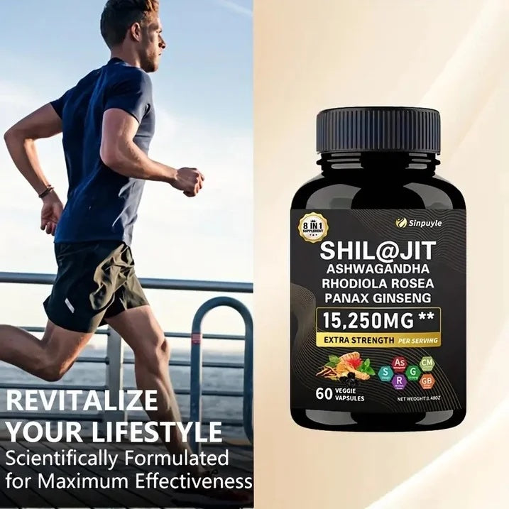 15-in-1 Sea Moss & 8-in-1 Shilajit Ashwagandha Supplement Bundle Energy Mood Support 60 Capsules Each by Josla