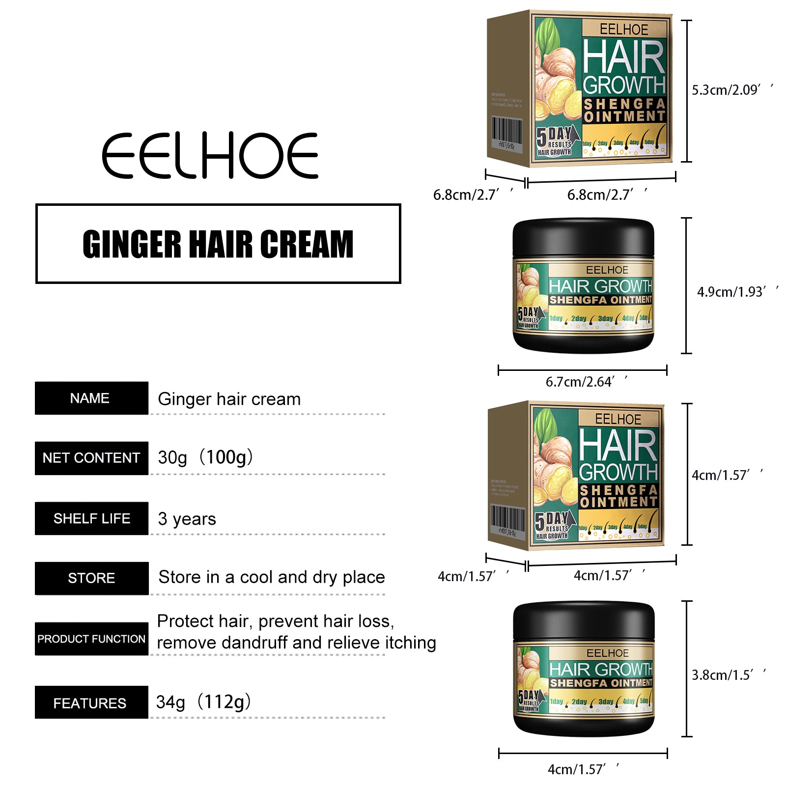 Ginger Hair Growth Ointment, Nourishing Scalp Care Cream For Thinning Hair, Anti Hair Loss Treatment With Ginger Root Extract by Josla