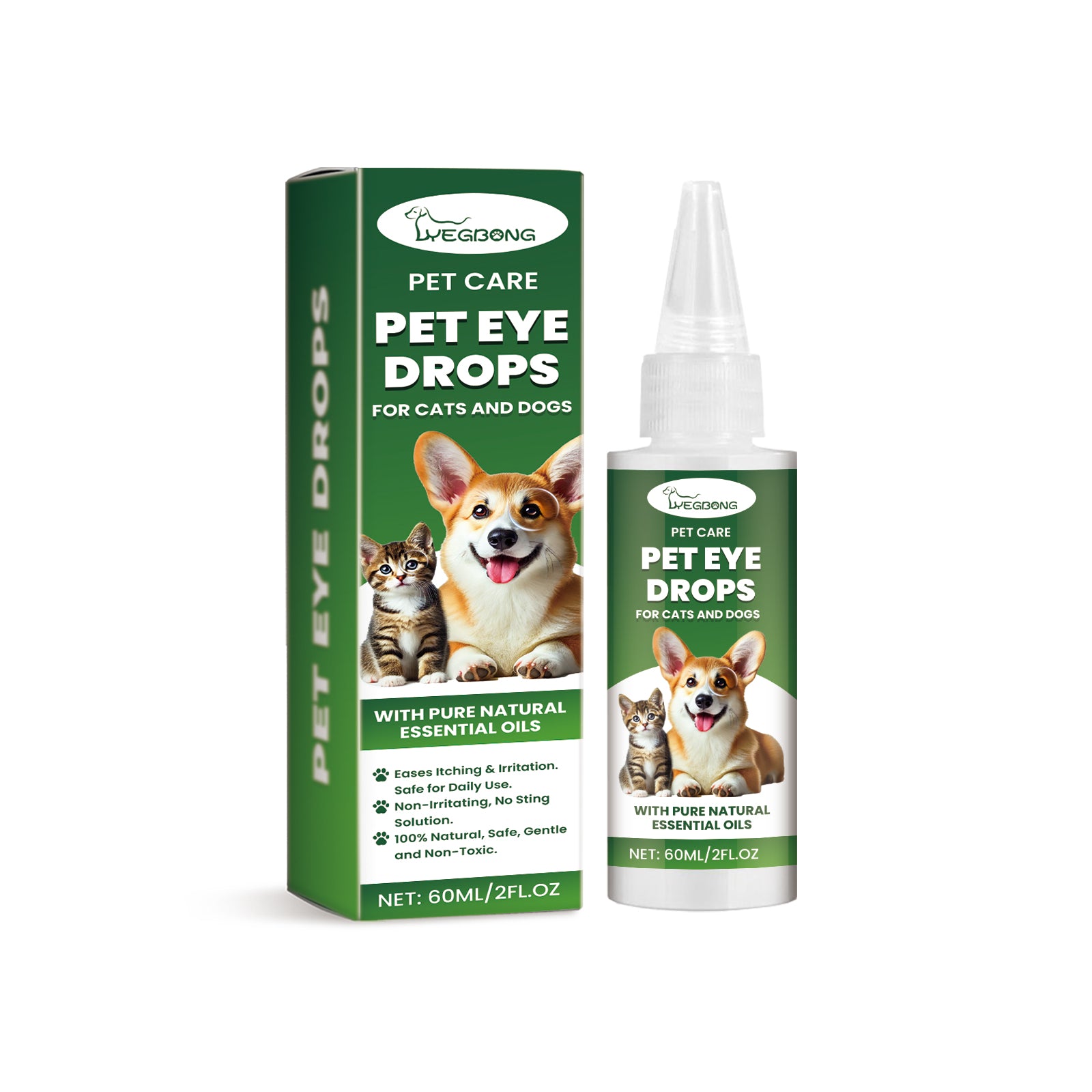 Dog Cat Eye Drops, Gentle Eye Care With Sodium Hyaluronate & Vitamin E, Soothe Irritation, 60ml Pet Eye Cleaner by Josla
