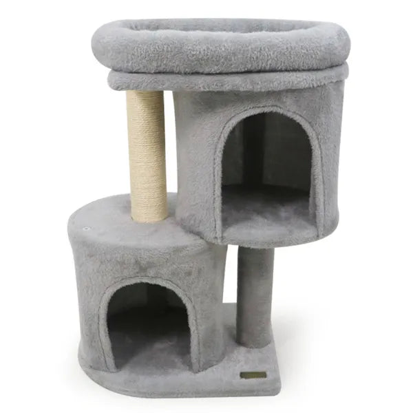 26" Compact Cat Tree With 2 Condos & Sisal Scratching Posts, Anti-Tip Cat Tower For Small Spaces by Josla