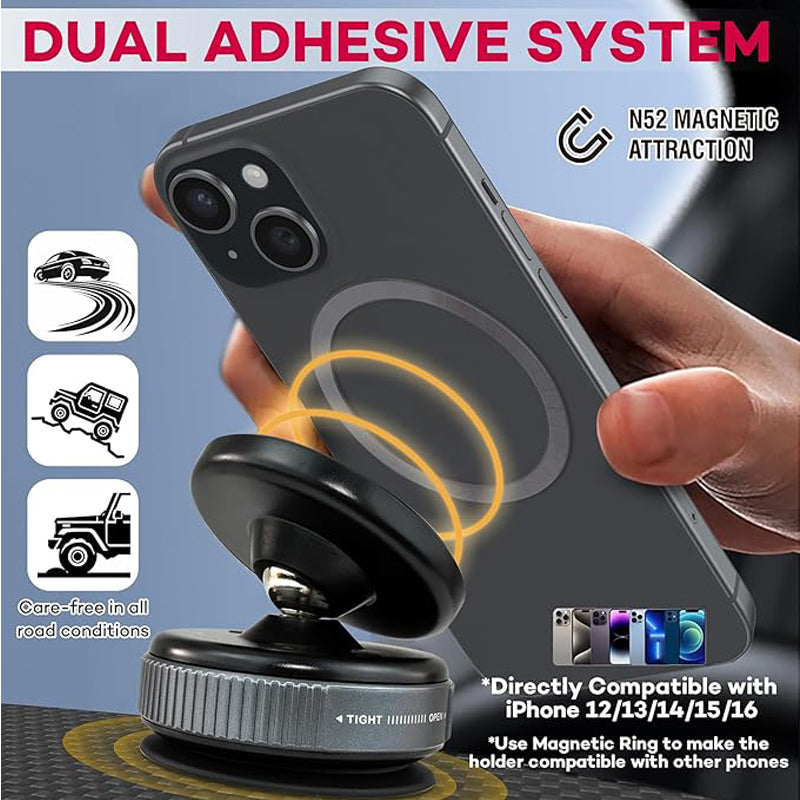 Car Phone Holder, Upgraded 360Adjustable Vacuum Suction 20X Magnets by Josla