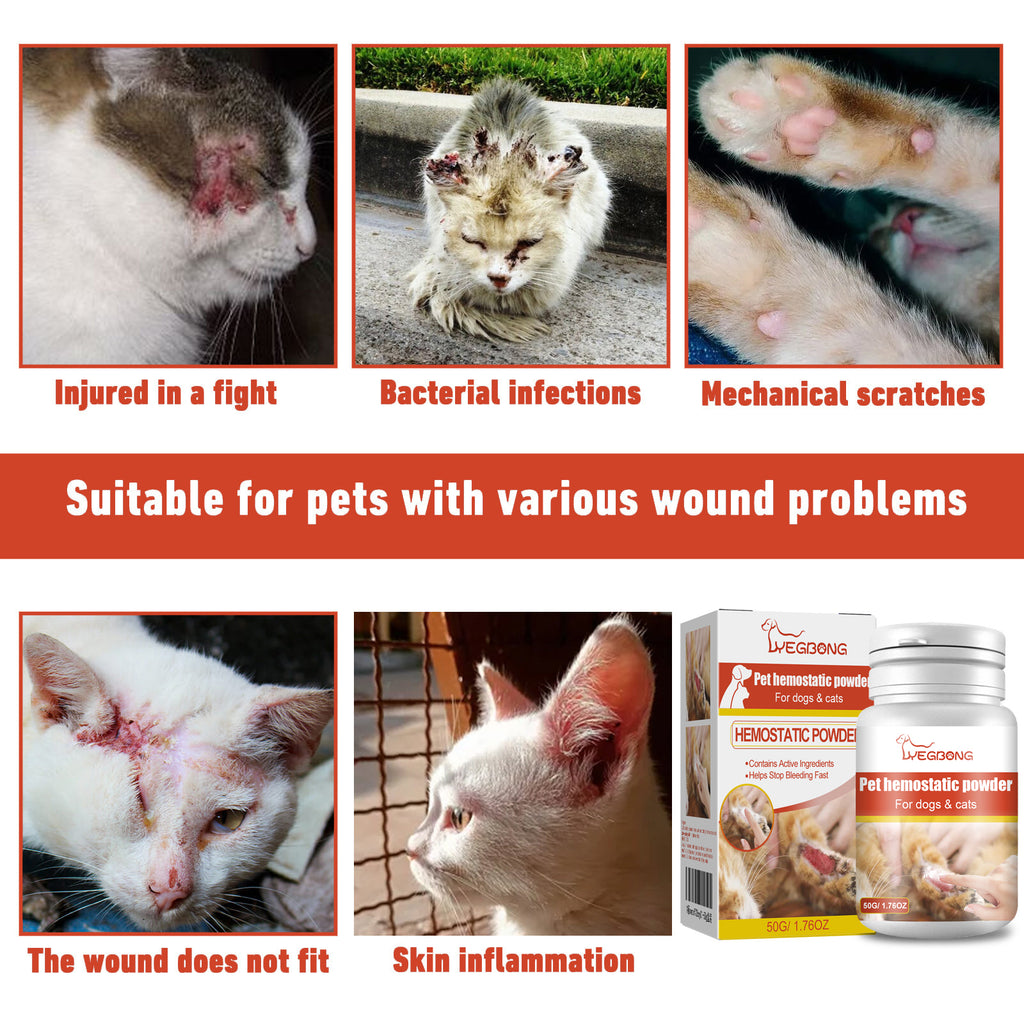 Pet Hemostatic Powder, Fast Bleeding Stop Wound Care Powder For Dogs Cats, Gentle Pet Nail Cut Skin Injury Healing Powder 50g by Josla