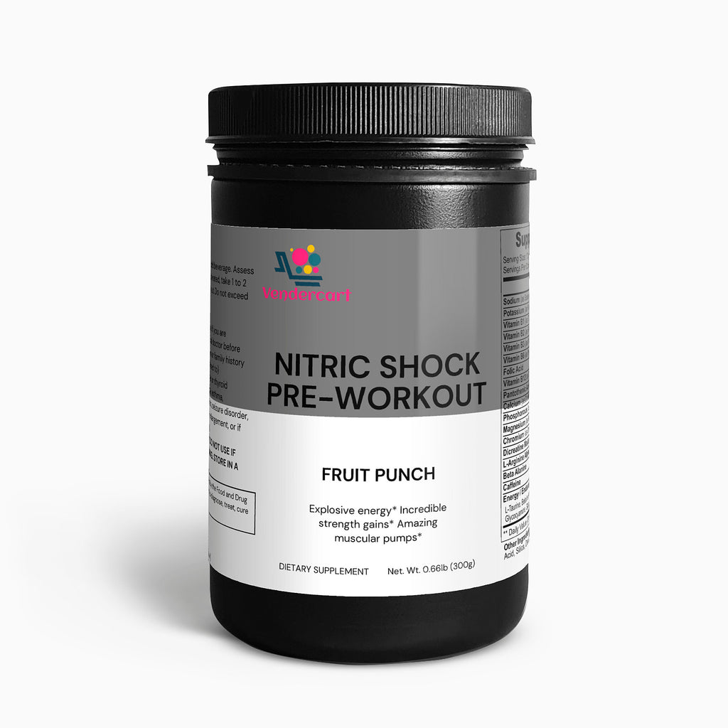 Nitric Shock Pre Workout Strength, Energy, Endurance, And Mental Focus Booster by Josla