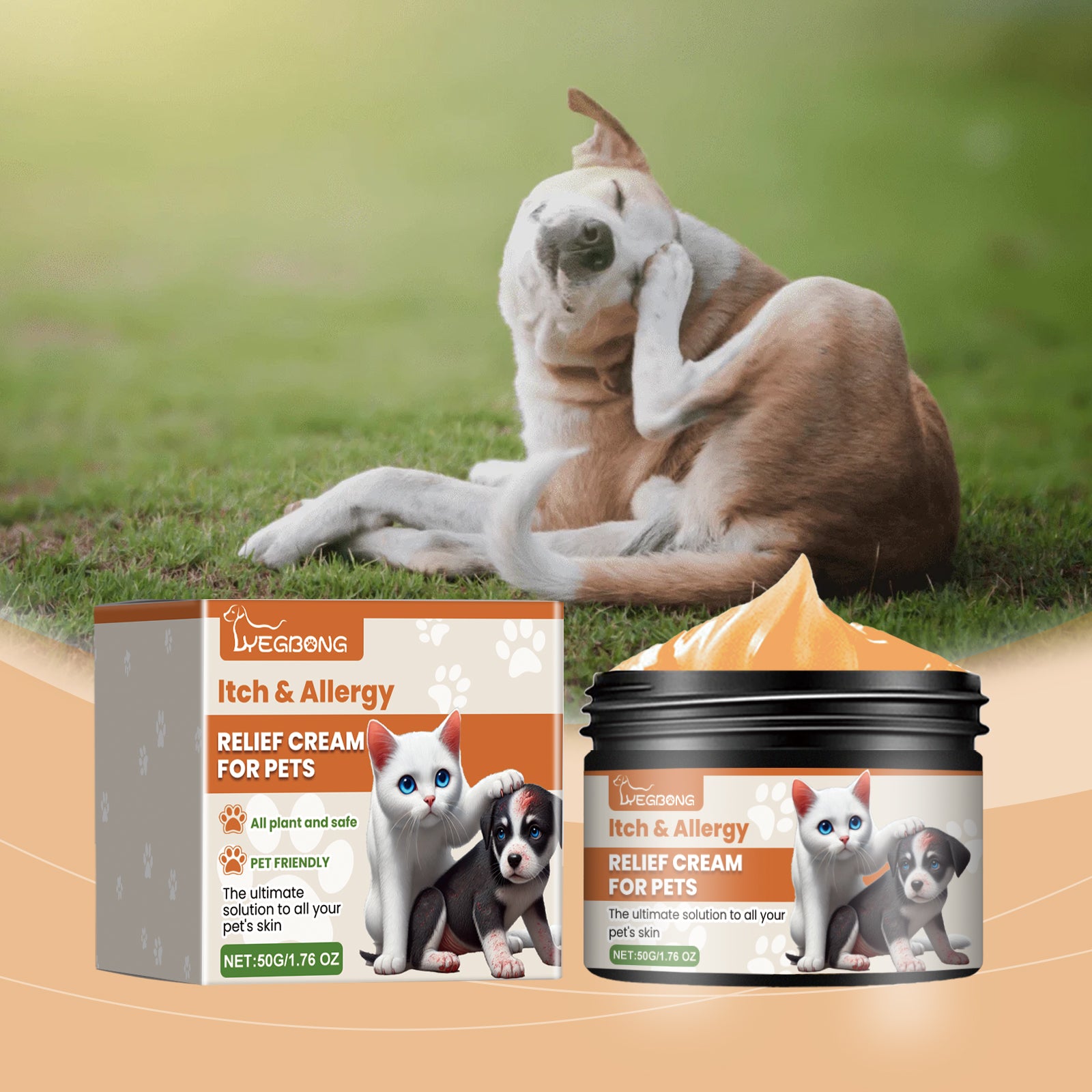 Pet Itch & Allergy Relief Cream, Soothing Skin For Dogs & Cats, Natural Herbal Extracts For Itch, Bites & Irritated Skin, 50g by Josla