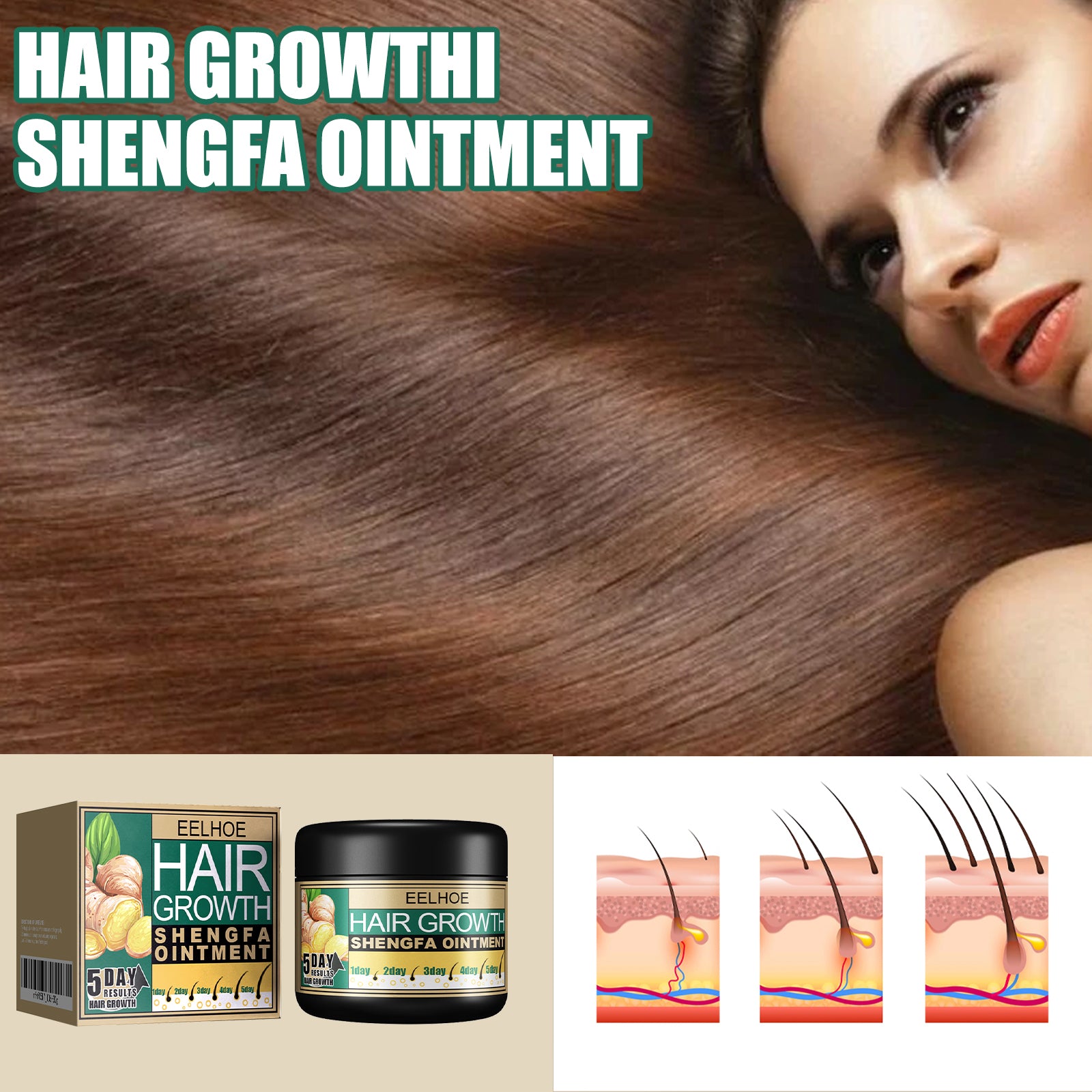 Ginger Hair Growth Ointment, Nourishing Scalp Care Cream For Thinning Hair, Anti Hair Loss Treatment With Ginger Root Extract by Josla