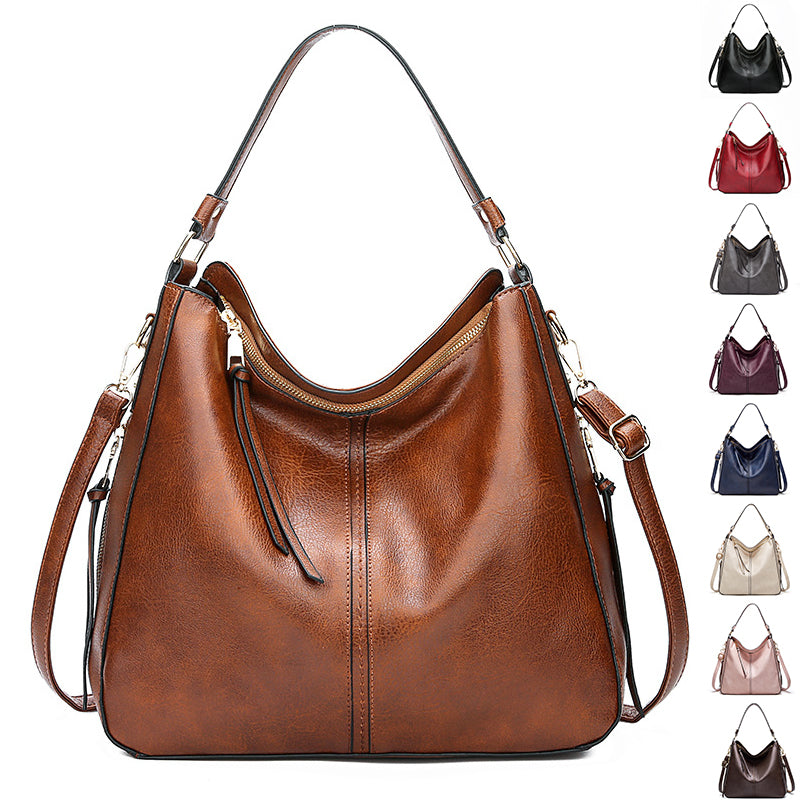 Hobos Zipper Bucket Bags With Adjustable Shoulder-strap Handbags Temperament High Capacity Messenger Shoulder Bag For Women by Josla