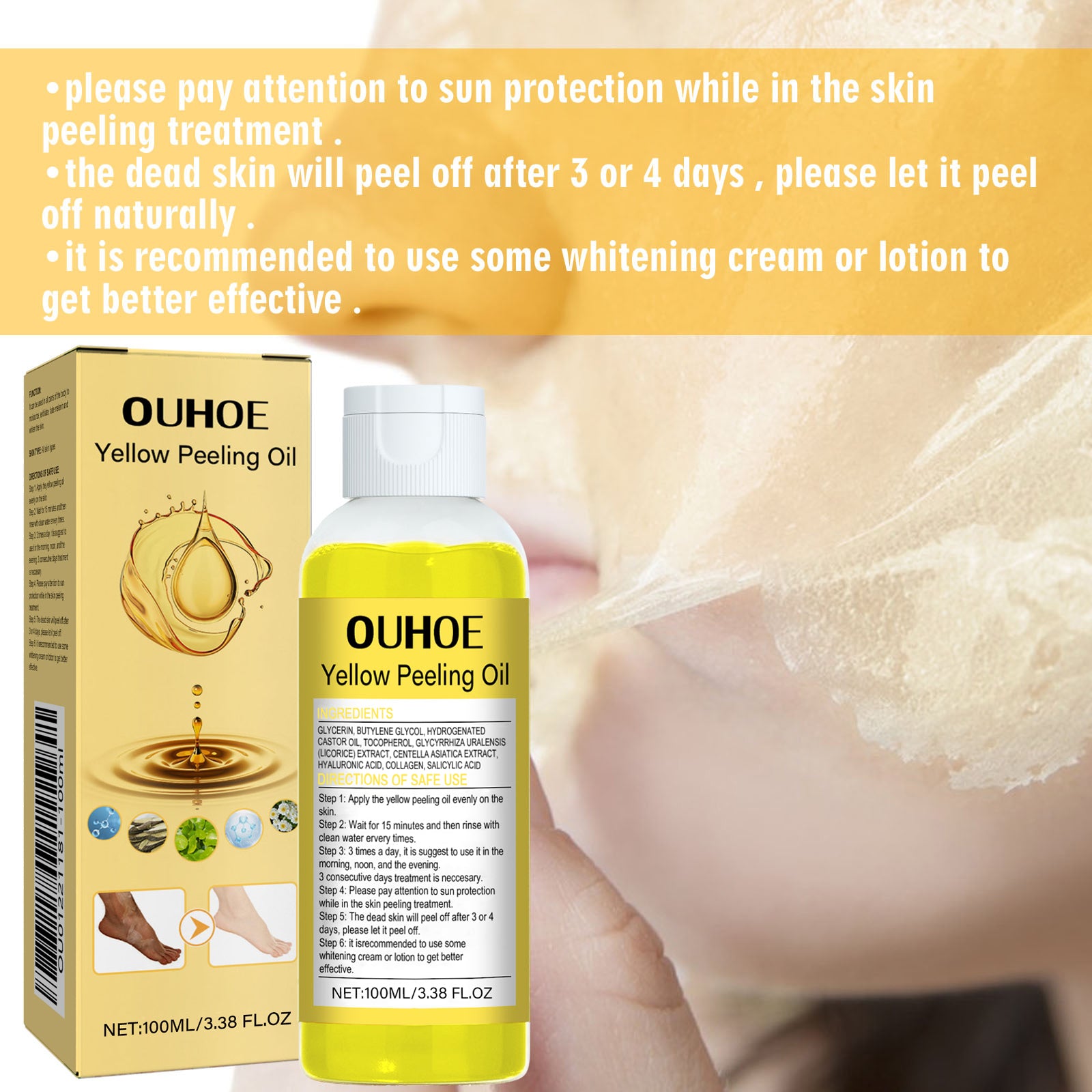 OUHOE Yellow Exfoliating Oil Hydrates And Moisturizes Skincare Body, Clears Skin, Brighens Skin Tone by Josla