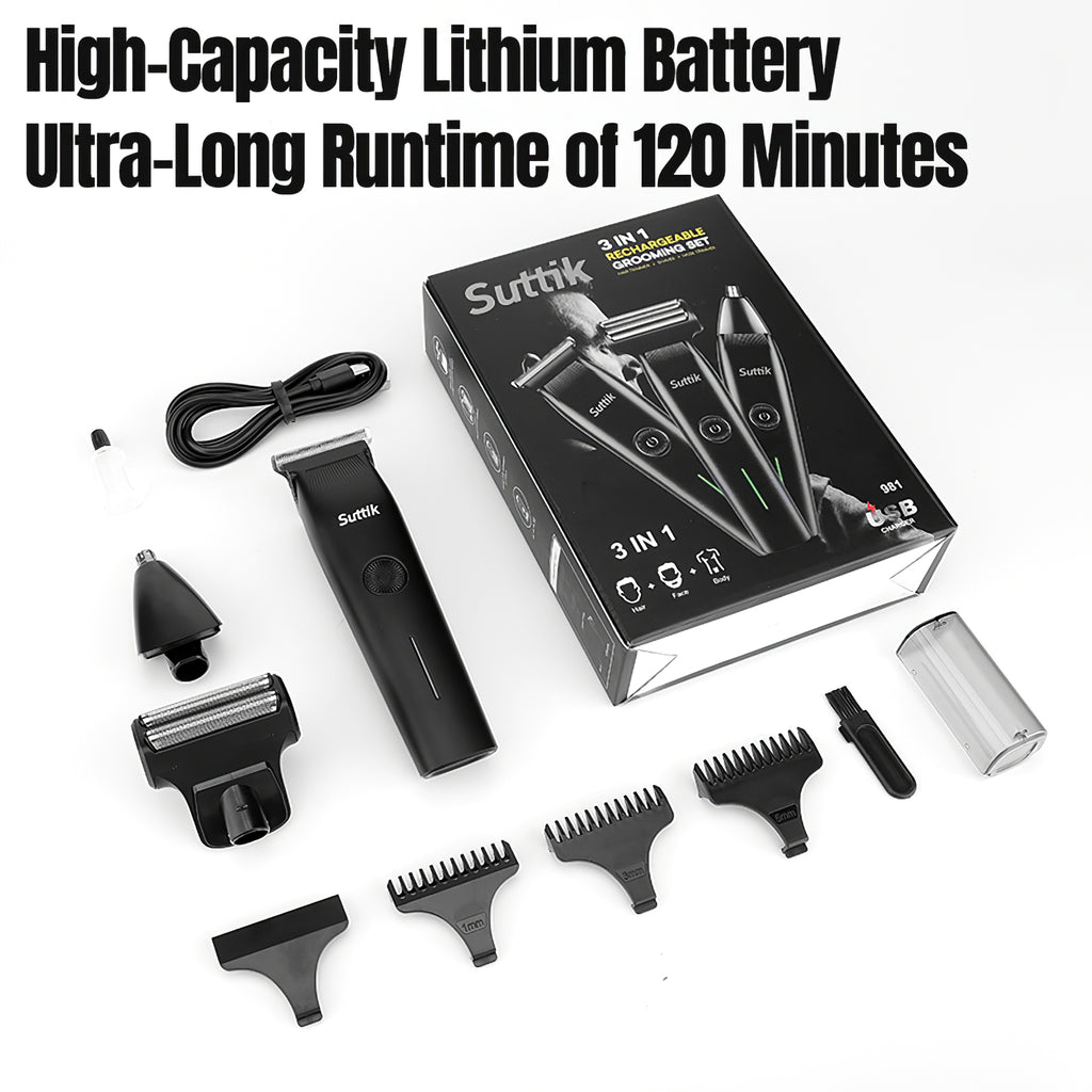 Beard Trimmer, 3 In 1 Hair Clippers And Mens Grooming Kit, Face, Nose, Ear Hair Trimmer - Black by Josla
