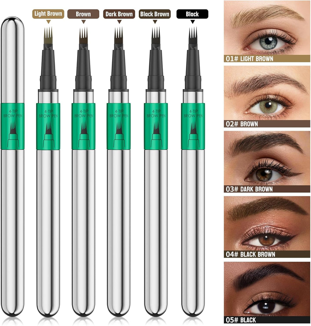 Microblading Eyebrow Pen,Waterproof Eye Brow Pen With 4-Fork-Tip Liquid Brow Pen For Natural Looking Defined Eyebrows,01,02,03 by Josla