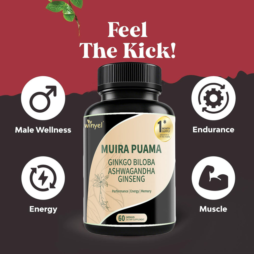 Muira Puama Ginseng Ashwagandha Ginkgo Tribulus Herbal Supplements Unleash Your Potential Through Our Pills Dietary Supplements, Help Promote An Active And Healthy Lifestyle 60 Capsules by Josla