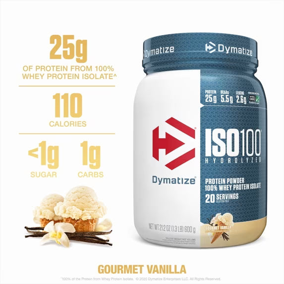 Dymatize ISO100 Hydrolyzed Whey Isolate Protein Powder, Gourmet Vanilla, 20 Servings by Josla Marketplace