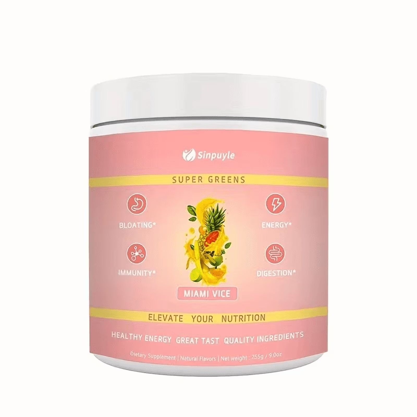 Super Greens Powder Miami Vice Flavor 255g Natural Daily Greens Supplement Supports Energy Digestion Immunity Bloating Relief by Josla