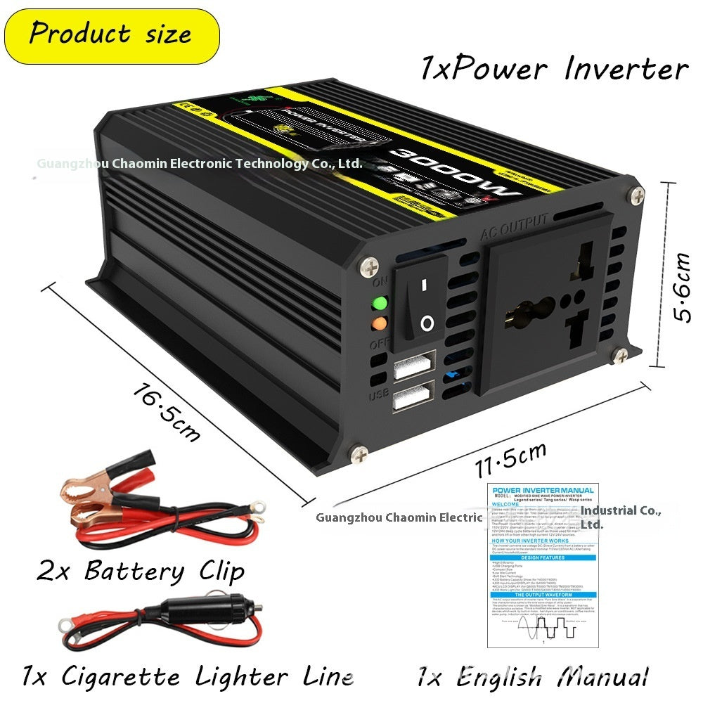 Inverter 12V To 220V110V3000W Vehicle Solar Power Conversion Inverter Off-grid High Frequency Correction by Josla
