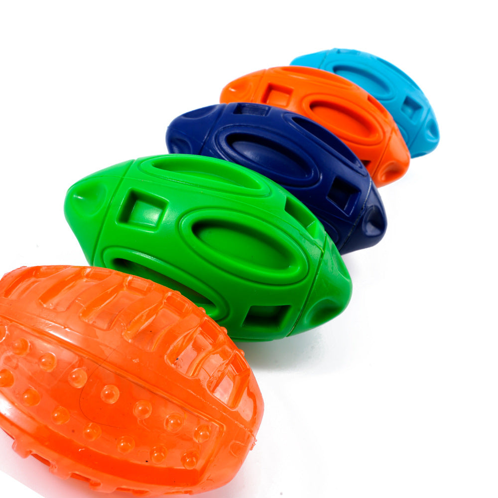 Pet Supplies Dog Toys Rubber Sounding Rugby Wear-Resistant Bite-Resistant Sounding Dog Ball by Josla