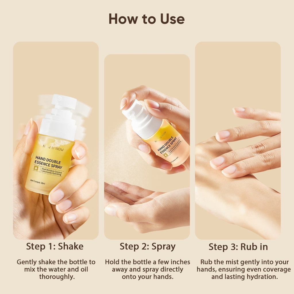 Hand Double Spray, Water-Oil Dual Formula Hydrating Hand Care Spray With Triple Plant Oil & Botanical Extracts, Quick Absorb Non-Sticky Dry Hand Moisturizer 30ml by Josla