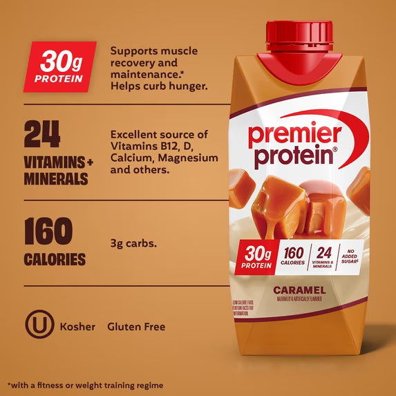 Premier Protein Shake, Caramel, 30g Protein, 11 Fl Oz, 4 Ct by Josla Marketplace