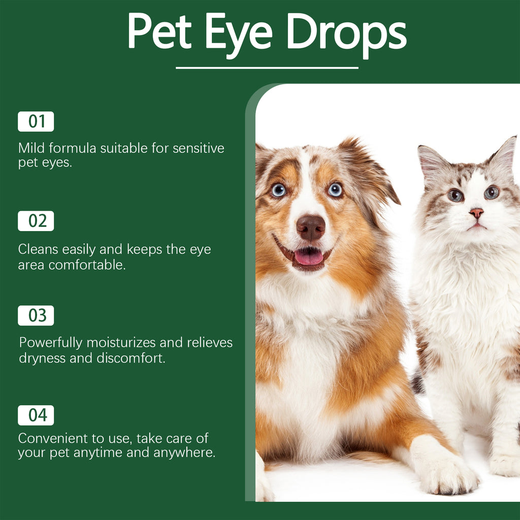 Dog Cat Eye Drops, Gentle Eye Care With Sodium Hyaluronate & Vitamin E, Soothe Irritation, 60ml Pet Eye Cleaner by Josla