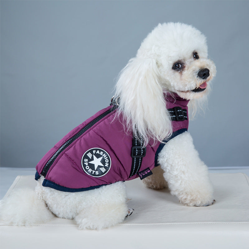 Waterproof Dog Clothes Winter Dog Coat With Harness Warm Pet Clothing Big Dog Jacket Chihuahua Labrador Coat Costume by Josla
