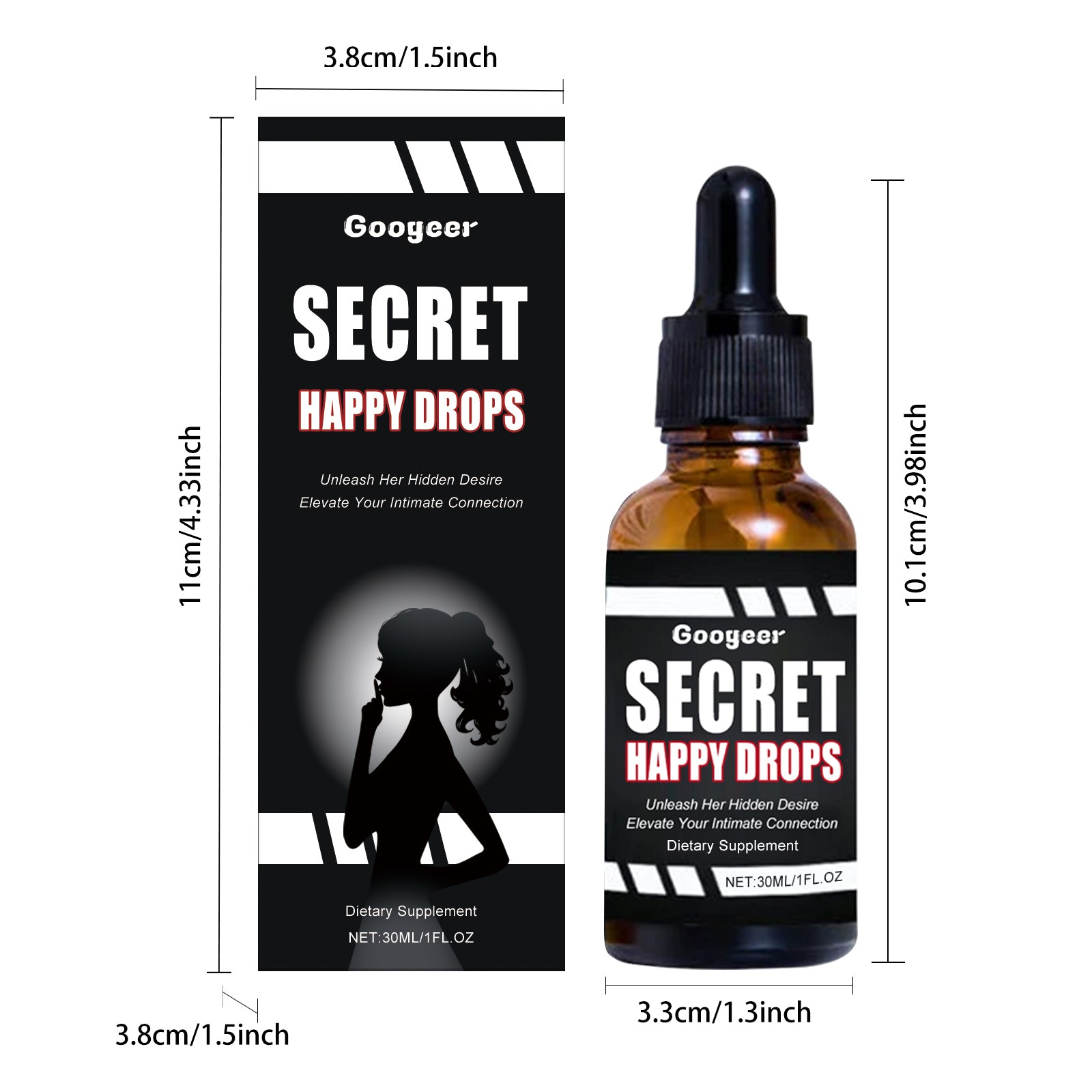 Secret Happy Drops, Intimate Support Supplement With Muira Puama & Tribulus Terrestris Extract, Boost Energy & Enhance Intimate Connection For Couples, 30ml Oral Liquid by Josla