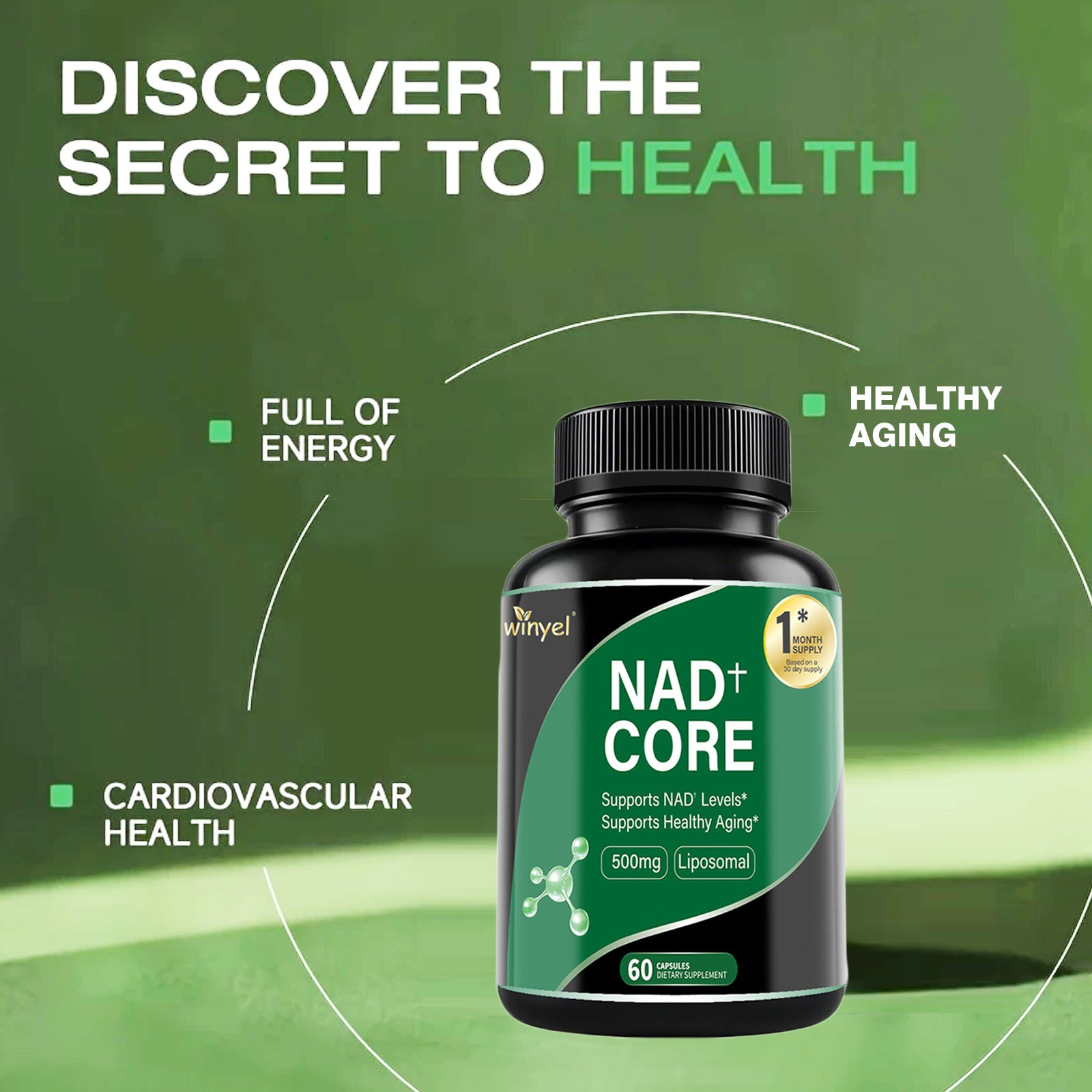 60 Capsules Of High-concentration Liposomal NAD Enhancer - Energy, Focus, And Healthy Aging, Containing Nicotinamide Riboside, Resveratrol, And Rutin - High-quality, High-purity Formula by Josla
