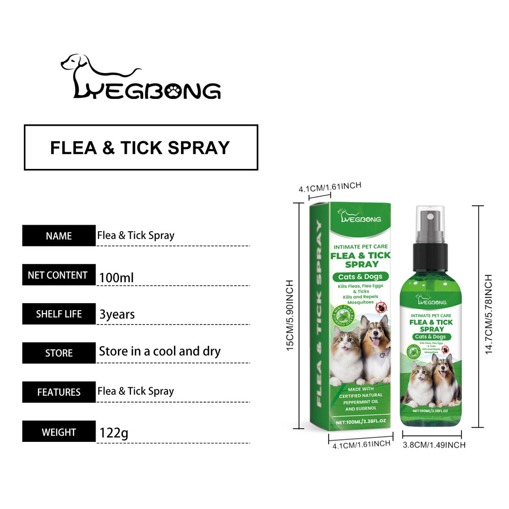 Natural Flea & Tick Spray For Dogs & Cats, Plant-Based Pest Repellent Kills Fleas, Ticks, Lice & Mites by Josla