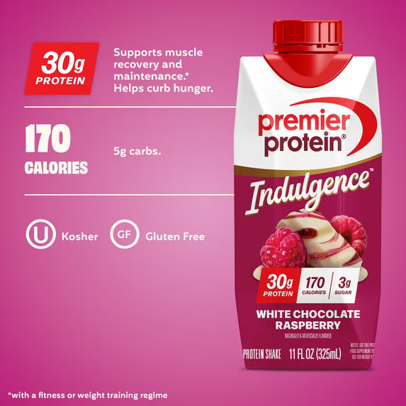 Premier Protein Indulgence Protein Shake, White Chocolate Raspberry, 30g Protein, 11 fl oz, 4 Ct by Josla Marketplace