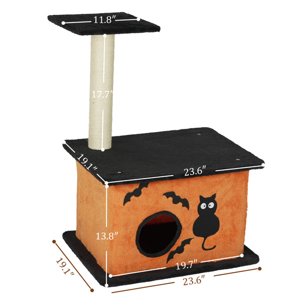 33inch Halloween Cat Tree, Cat Tower Cat Tree For Indoor Cats With Spacious Cat Condo, Large Platform, Sisal Scratching Post, Orange & Black by Josla