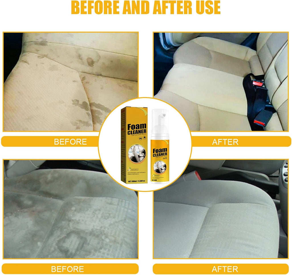 2Pcs Multipurpose Foam Cleaner Spray 100ml, Foam Cleaner For Car And House Lemon Flavor, All-Purpose Household Cleaners For Car And Kitchen by Josla