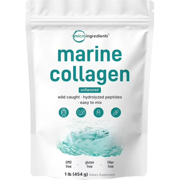 Micro Ingredients Marine Collagen Peptides Powder, 1 lb | Type I Marine Collagen + Natural Protein | Wild-Caught Fish Source - Unflavored, Pescatarian, Non-GMO by Josla Marketplace