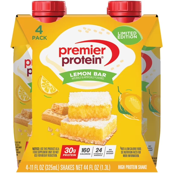 Premier Protein Shake, Lemon Bar , 30g Protein, 11 fl oz, 4 Ct by Josla Marketplace