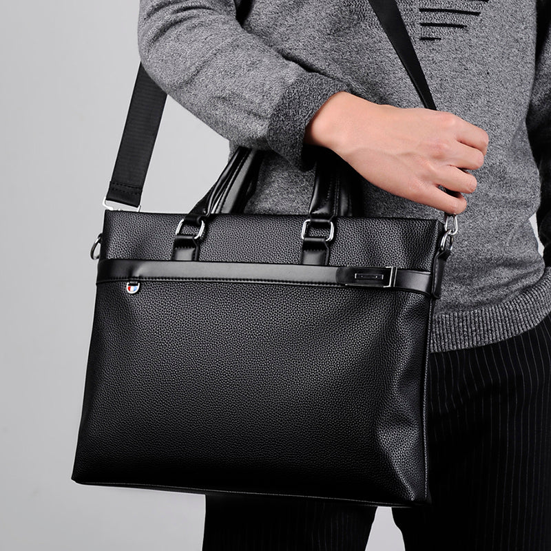 Large Capacity Business Handbag Men's Soft Leather Briefcase by Josla