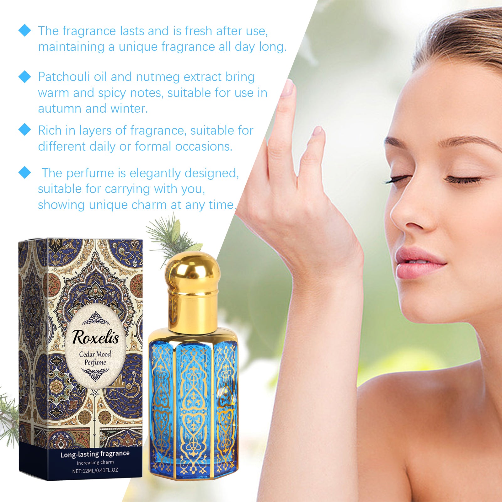 Cedar Mood Arabian Roll On Perfume Oil, Long Lasting Woody Fragrance For Men Women, 12ml by Josla
