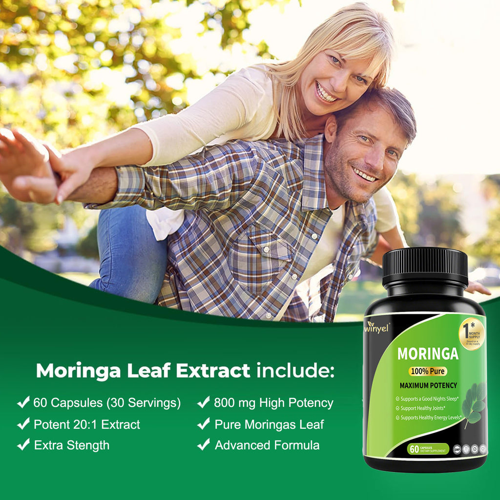Pure Moringa Capsules - High Potency, Health & Fitness With Essential Vitamins & Amino Acids - 60 Capsules by Josla