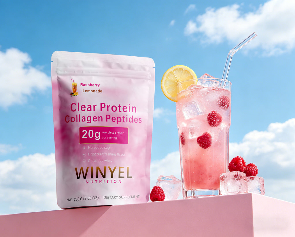 WINYEL Nutrition Clear Protein Collagen Peptides, Raspberry Lemonade, 20g Protein, Zero Sugar, Grass-Fed Whey, 250g by Josla