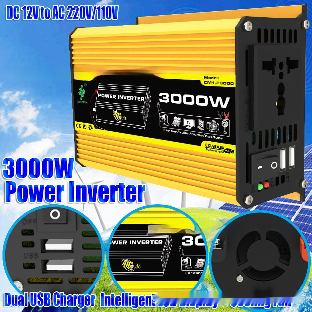Inverter 12V To 220V110V3000W Vehicle Solar Power Conversion Inverter Off-grid High Frequency Correction by Josla