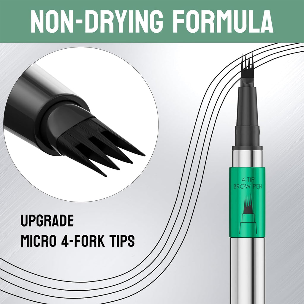 Microblading Eyebrow Pen,Waterproof Eye Brow Pen With 4-Fork-Tip Liquid Brow Pen For Natural Looking Defined Eyebrows,01,02,03 by Josla