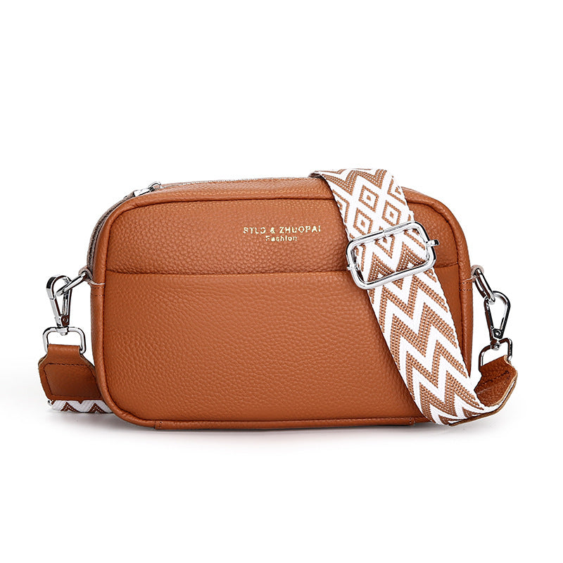 Fashion Simple Shoulder Messenger Bag Top Layer Cowhide Small Square Bag by Josla