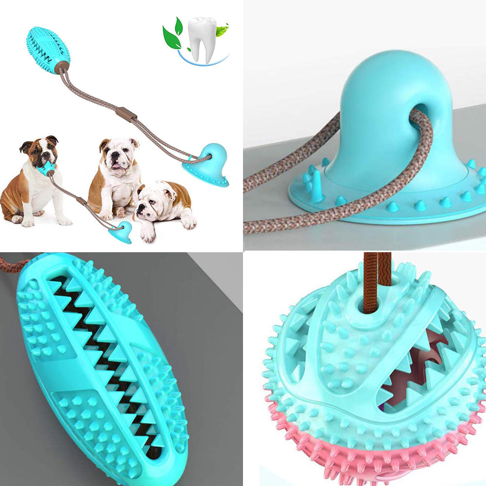 Dog Toys Silicon Suction Cup Tug Interactive Dog Ball Toy For Pet Chew Bite Tooth Cleaning Toothbrush Feeding Pet Supplies by Josla