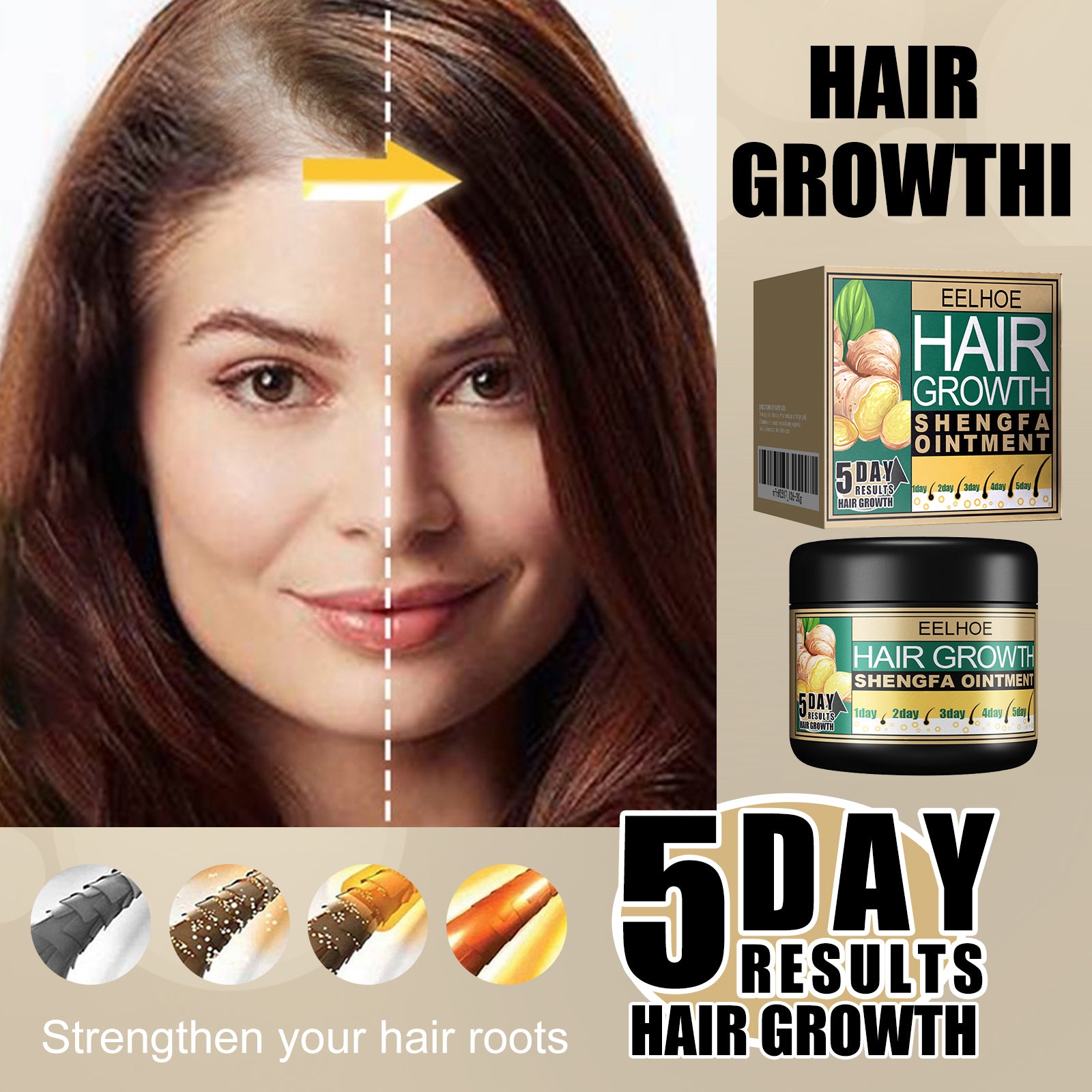 Ginger Hair Growth Ointment, Nourishing Scalp Care Cream For Thinning Hair, Anti Hair Loss Treatment With Ginger Root Extract by Josla