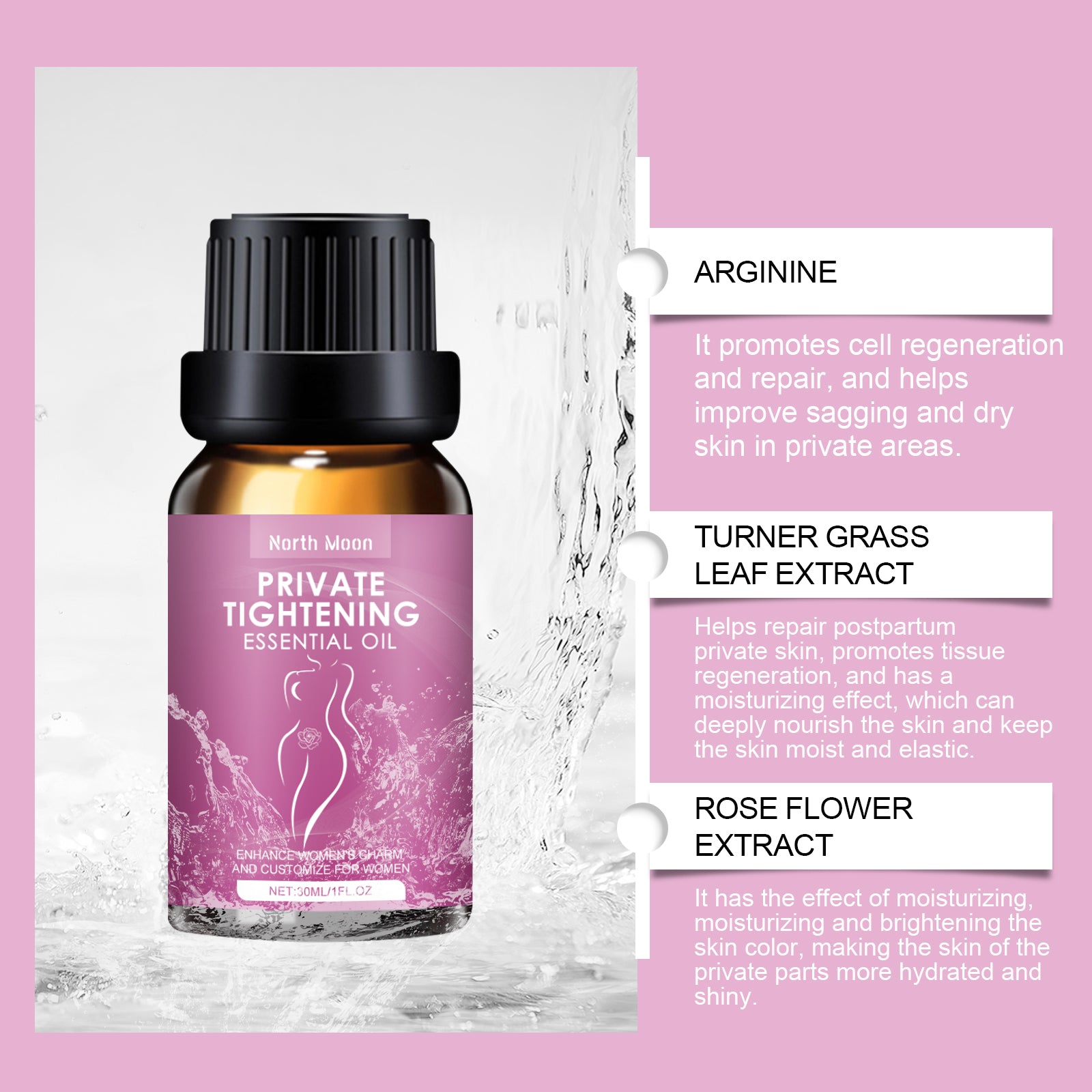 Private Tightening Essential Oil For Women, Intimate Moisturizing Massage Oil With Ginkgo Leaf Extract & Vitamin E, Restore Smooth & Elastic Feminine Skin, 30ml by Josla
