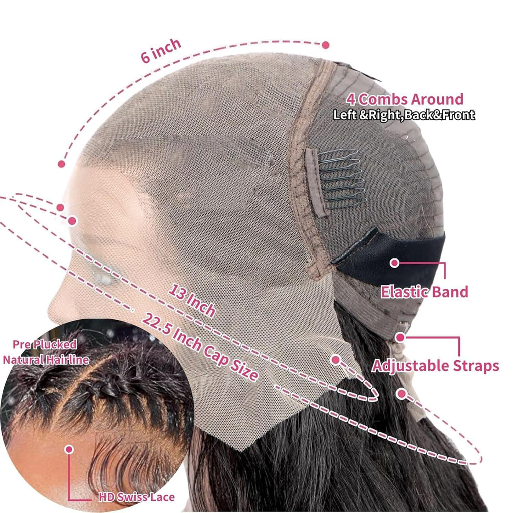 13x6 Front Lace Human Hair Wig, Natural Color, Body Wave, Density by Josla