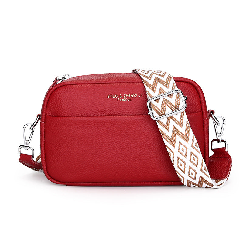Fashion Simple Shoulder Messenger Bag Top Layer Cowhide Small Square Bag by Josla